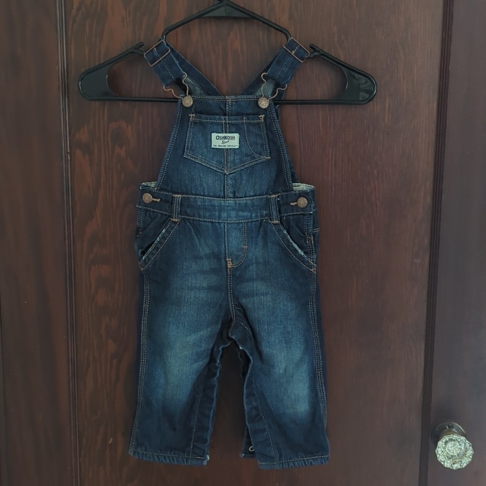 Oshkosh B'Gosh Fleece Lined Denim Overalls Size 12 Month